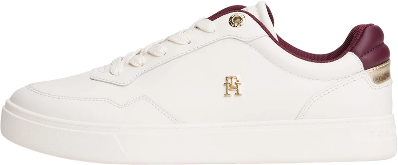 Tommy Hilfiger Women’s Essential Elevated Leather Cupsole Trainers, Off-White (Ancient White), 6.5