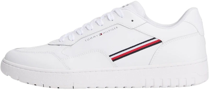 Tommy Hilfiger Men’s Basket Core Stripes Low Top Cupsole Trainers, White (White), 12