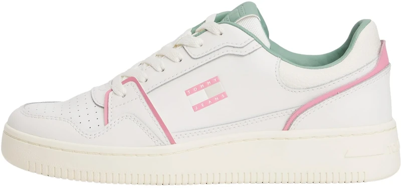 Tommy Jeans Women's Retro Basket Low Top Trainers - Ecru/Pink