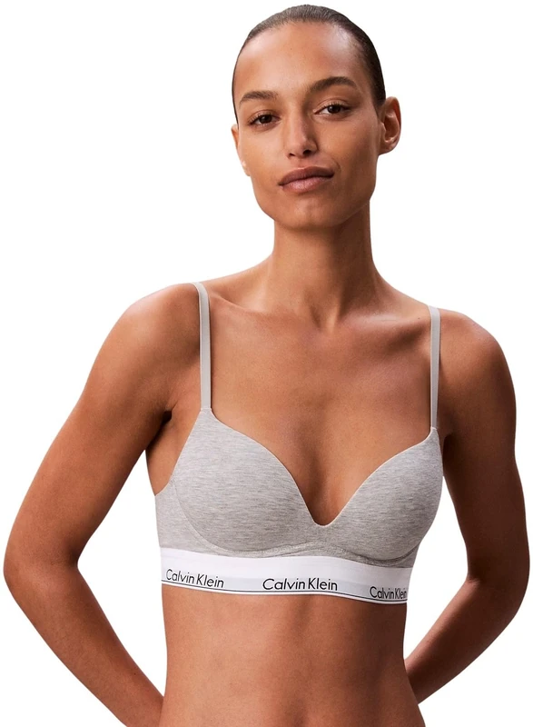 Calvin Klein Women’s Push Up Plunge Padded Bra, Grey (Grey Heather), 32B