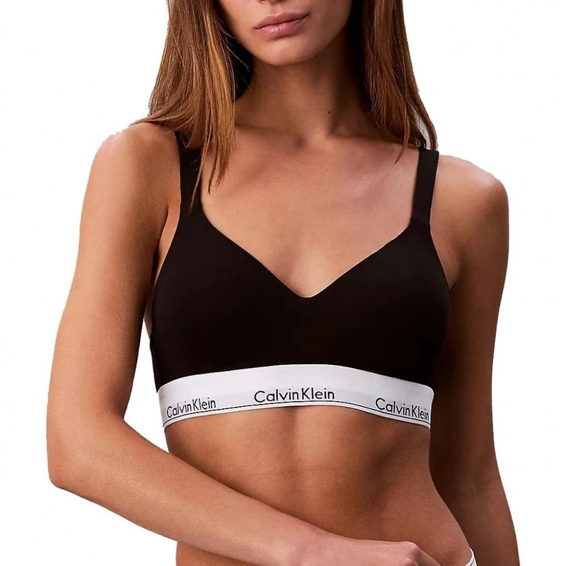 Calvin Klein Women’s Lift Bralette with Logo Band, Black (Black), L