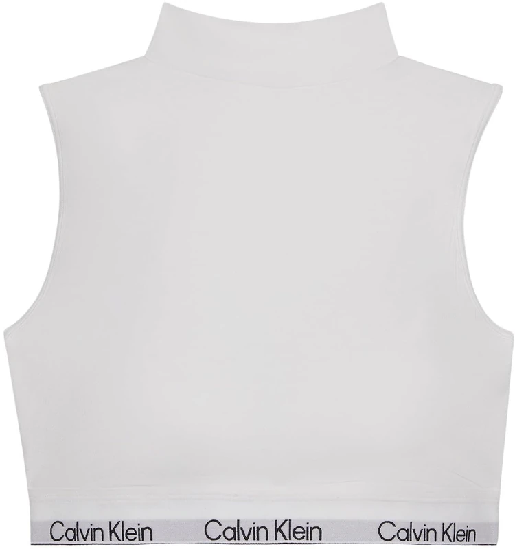 Calvin Klein Women’s Lightly Lined Bralette with Mock Neck, White (White), XS
