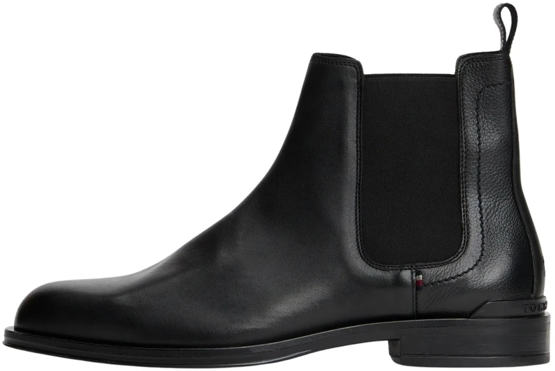 Tommy Hilfiger Men’s Corporate Leather Chelsea Boots, Black (Black), 8