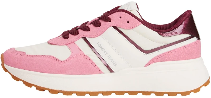 Tommy Jeans Women’s Cleated Leather Runner Trainers, Pink (Mystic Pink), 5
