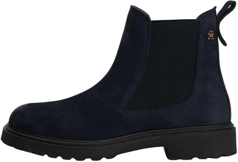 Tommy Hilfiger Women's Blue Nubuck Leather Chelsea Boots - 7.5