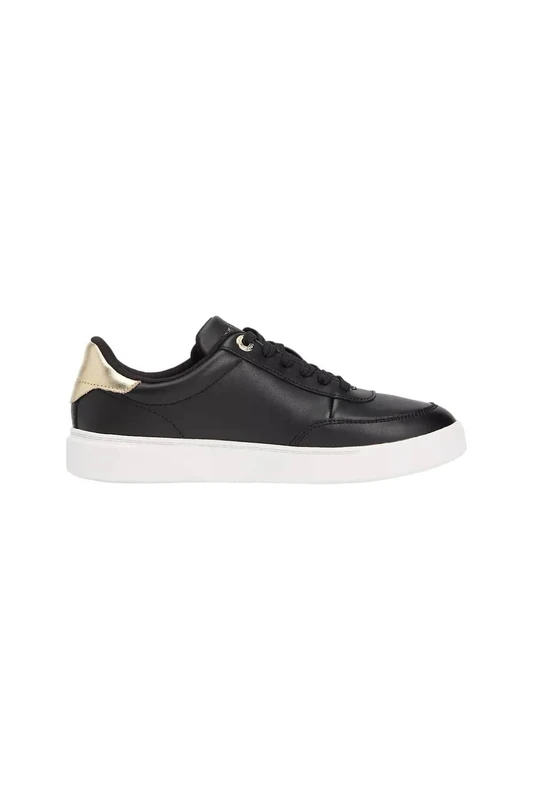 Tommy Hilfiger Women’s Essential Chic Court Leather Cupsole Trainers, Black (Black), 4