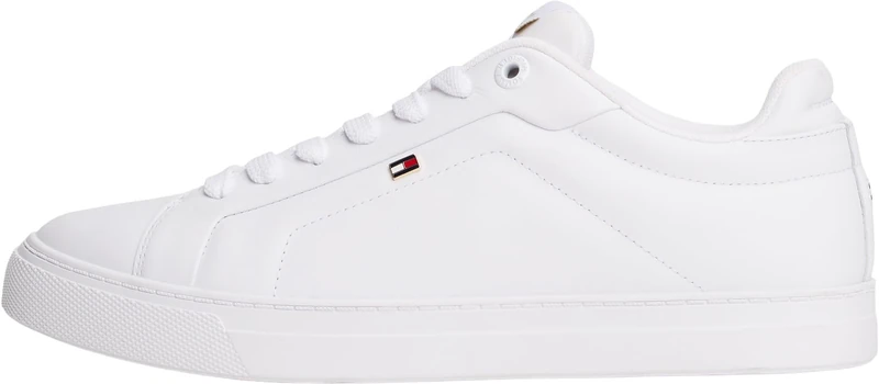 Tommy Hilfiger Women's Icon Court Leather Cupsole Trainers, White (White), 4