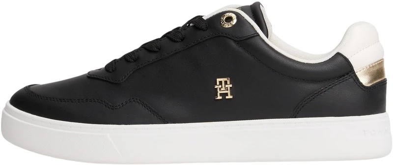 Tommy Hilfiger Women’s Essential Elevated Leather Cupsole Trainers, Black (Black), 6