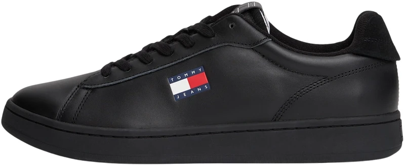 Tommy Jeans Men’s Archive ‘98 Leather Cupsole Trainers, Black (Black), 9