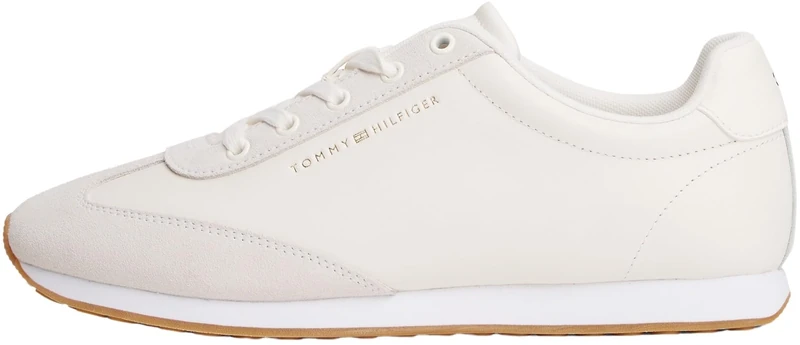 Tommy Hilfiger Women’s Heritage Fashion Mix Leather Runner Trainers, Off-White (Ancient White), 6