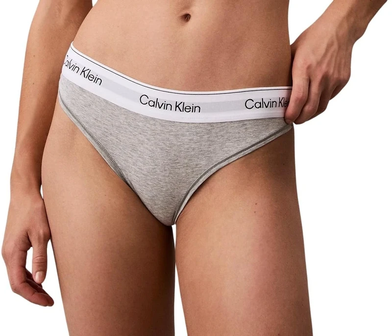 Calvin Klein Women’s Stretch Thong, Grey (Grey Heather), XS
