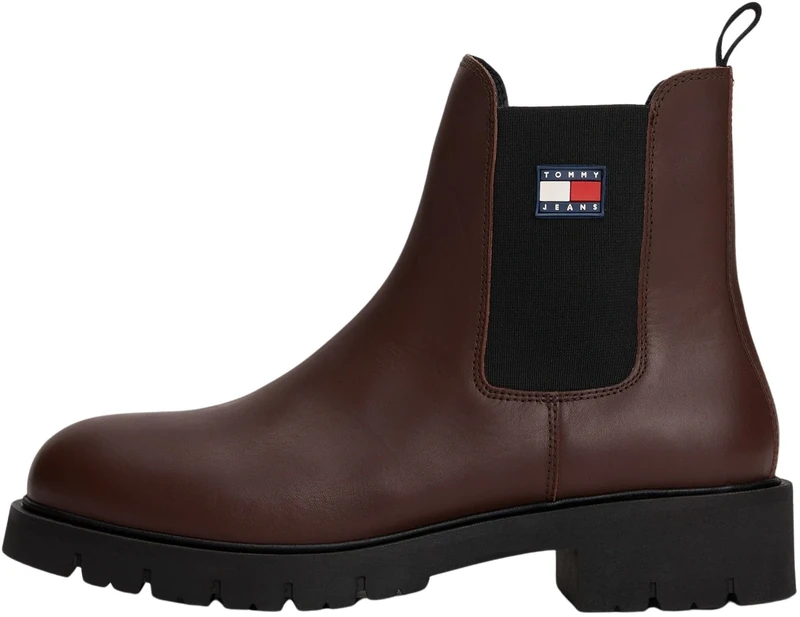 Tommy Jeans Women's Leather Chelsea Boots, Brown (Dark Mocha), 4