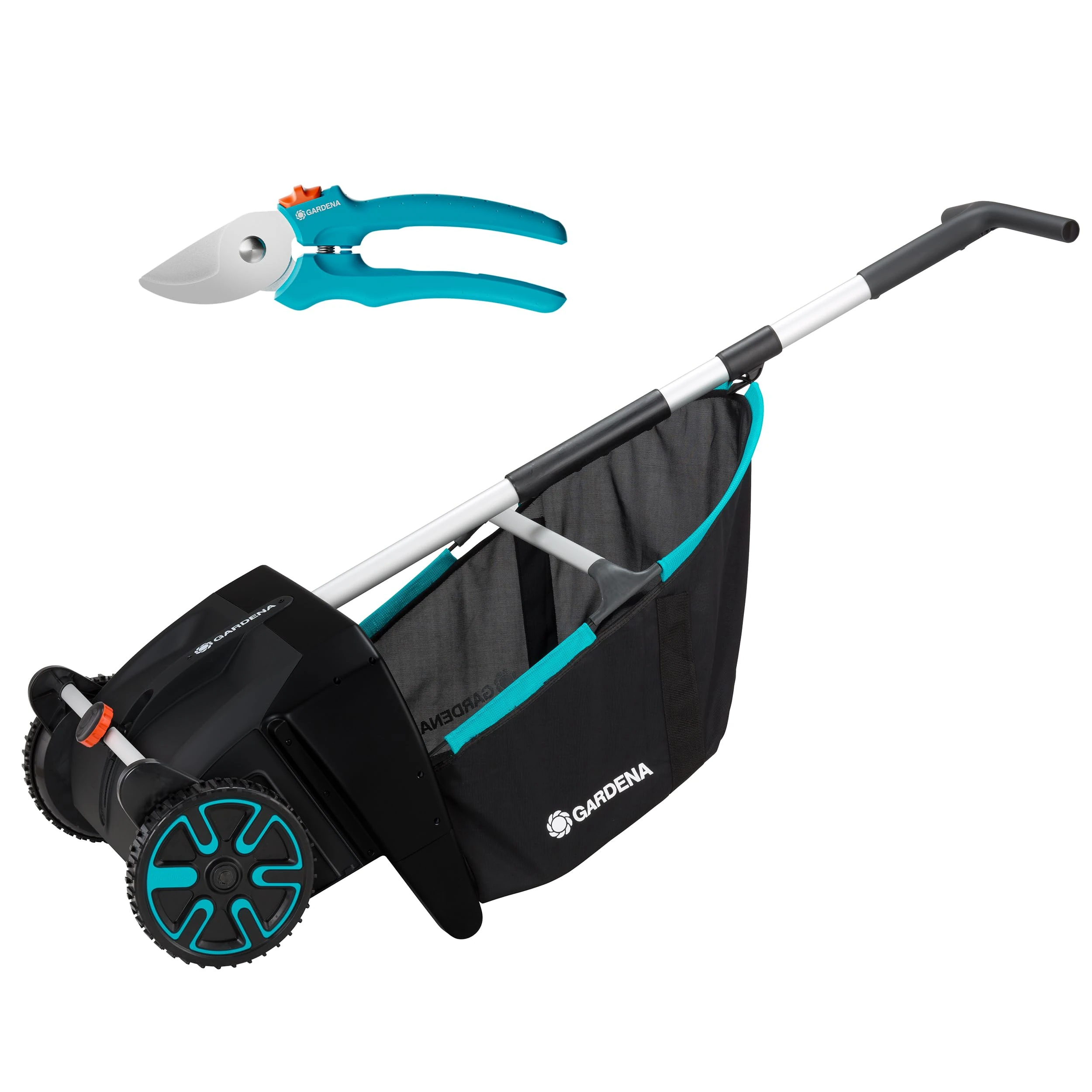 Gardena leaf and grass collector: Sweeping collector for the garden, with removable collection bag, rotating brush system, ergonomic handle, low noise (3565-88)