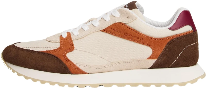Tommy Hilfiger Men’s New EVA Mix Suede Runner Trainers, Multicolor (Classic Beige/Legacy Brown), 11