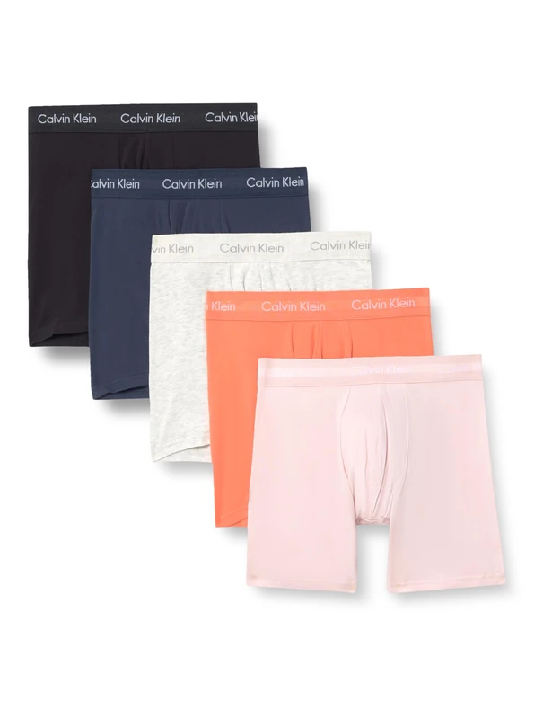 Calvin Klein Men's BOXER BRIEF 5PK 000NB3794A Boxer Brief, Multi (BLACK/SNOW HEATHER/CORAL POP/INK/PO), S
