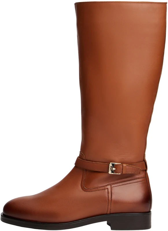 Tommy Hilfiger Women's Buckle Leather Riding Boots, Brown (Cinnamon Bark), 7.5