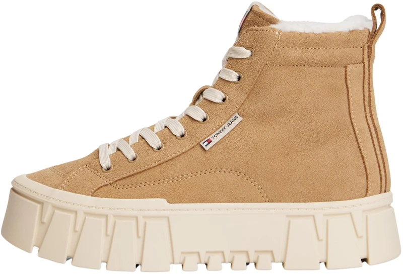 Tommy Jeans Women’s Flatform Suede Ankle Boots, Beige (Bronze Twist), 7.5