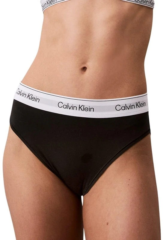 Calvin Klein Women’s High Waist Bikini Briefs with Logo Waistband, Black (Black), XS