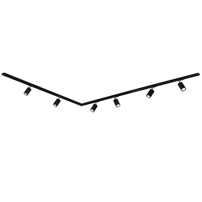 Briloner - Rail Rail System, Complete Set, 6X GU10 Adjustable spotlights, L-Shape, Ceiling Light Rail System, Spotlight Rail, Ceiling Light, Spotlight, 3 m, Black