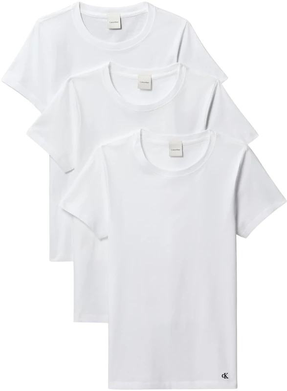 Calvin Klein Women’s 3 Pack Short Sleeve Round Neck Cotton T-Shirts, White (White/White/White), S