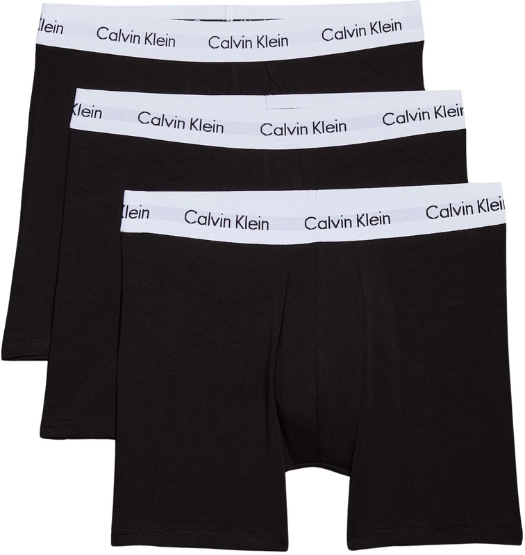 Calvin Klein Men’s 3 Pack Boxer Briefs with Logo Waistband, Black (Black), L