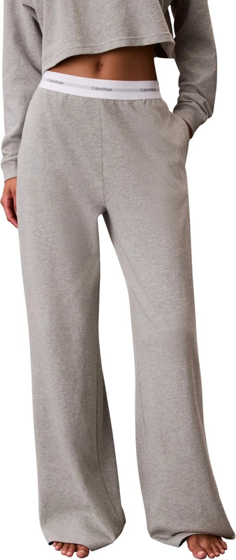 Calvin Klein Women’s Jersey Pyjama Bottoms with Logo Waistband, Grey (Grey Heather), S