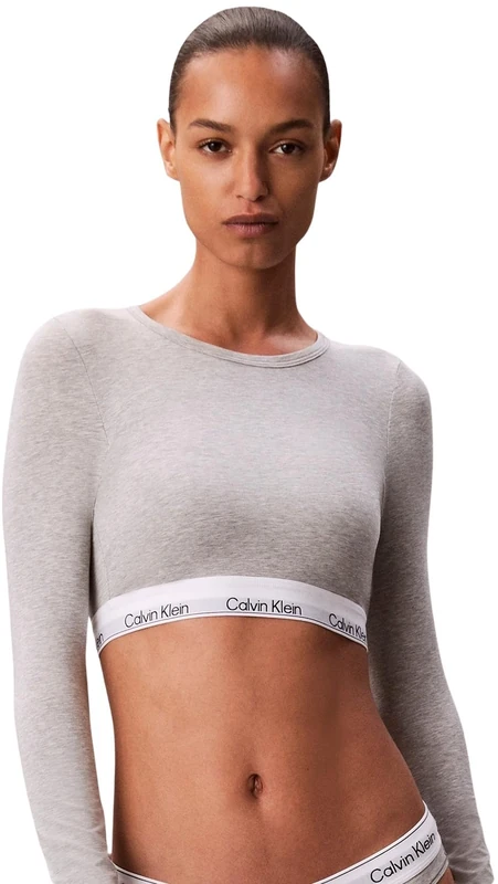 Calvin Klein Women’s Lightly Lined Crop Top Bralette, Grey (Grey Heather), XL