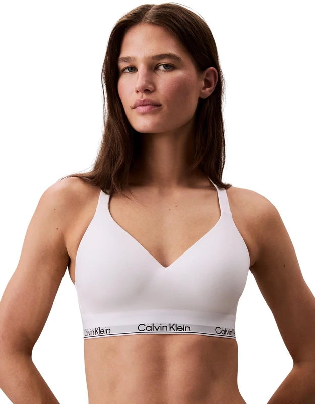 Calvin Klein Women’s Lift Bralette with Logo Band, White (White), XL