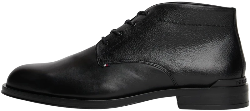 Tommy Hilfiger Men’s Corporate Leather Ankle Boots, Black (Black), 9