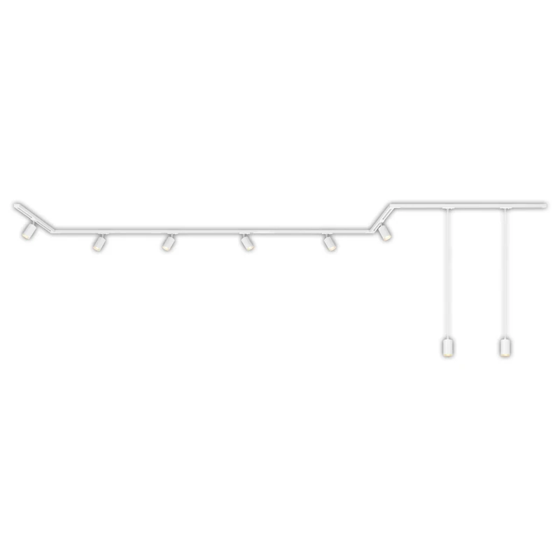 BRILONER - rail system complete set, 6x GU10 spotlights rotatable, 2x GU10 pendulum, shade shape/stair shape, rail system ceiling, spot rail, ceiling light, spotlight, 5.2 m, white