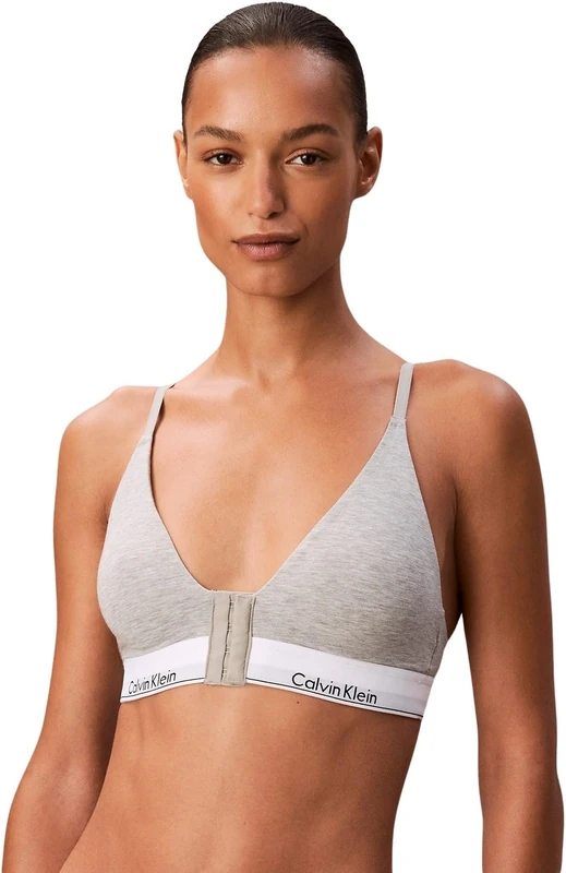 Calvin Klein Women’s Lightly Lined Plunge Triangle Bralette, Grey (Grey Heather), S