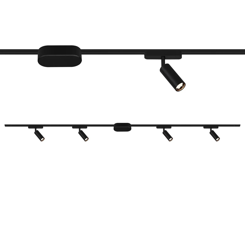 Briloner - Luxtrail Starterset Track System, 4X LED spotlights, extendable, Swivel, Lamps, Light Rail System, Ceiling Light, Spotlight, 2 m, Black
