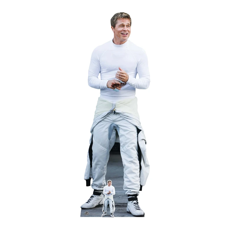 Star Cutouts CS1171 Brad Pitt Racer Lifesize Cardboard Cutout 180cm with Mini – Movie Star Motorsport Display for Fans & Parties