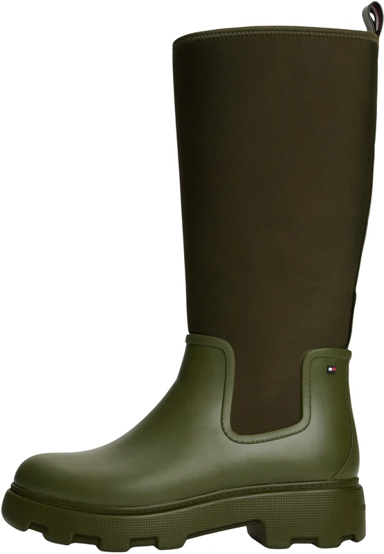 Tommy Hilfiger Women’s Flag Long Rain Boots with Warm Lining, Green (Huntsman Green), 5