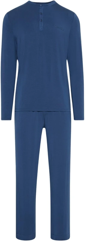 Calvin Klein Men’s Pyjama Set with Button Placket, Blue (Dark Denim), M