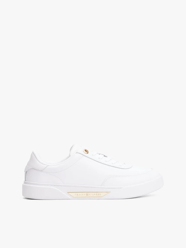 Tommy Hilfiger Women’s Essential Chic Court Leather Cupsole Trainers, White (White), 3.5