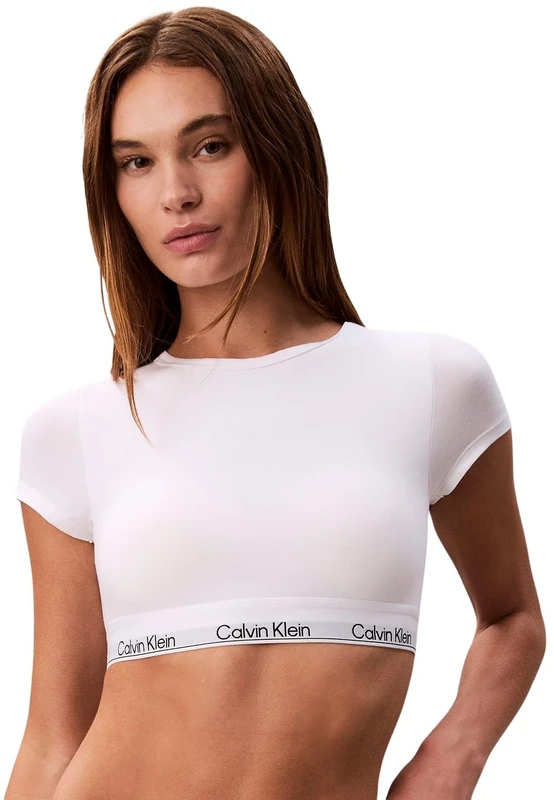 Calvin Klein Women's T-Shirt Bralette LV00QF8495 Bralette, White (White), M