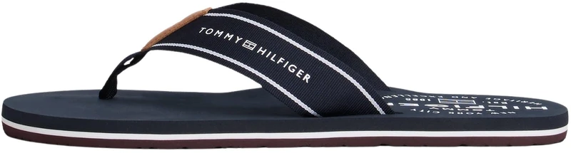 Tommy Hilfiger Men’s Wide Strap Flip Flops, Blue (Desert Sky), 10.5