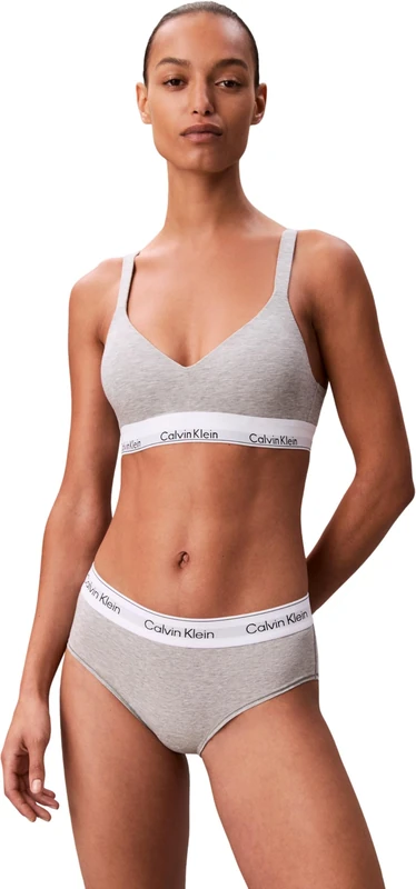 Calvin Klein Women’s Lift Bralette with Logo Band, Grey (Grey Heather), M