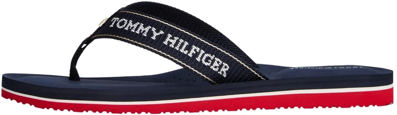 Tommy Hilfiger Women’s Sporty Wedge Flip Flops with Logo, Blue (Space Blue), 6