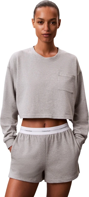Calvin Klein Women's LOGO JERSEY SHORT LV00QS7517 Sleep Bottom, Grey (Grey Heather), M - Image 1