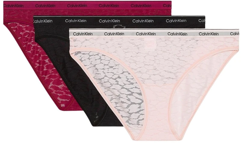 Calvin Klein Women's 3 Pack Low Rise Bikini Briefs, Multicolor (Beet Red/Black/Eggshell Pink), XS
