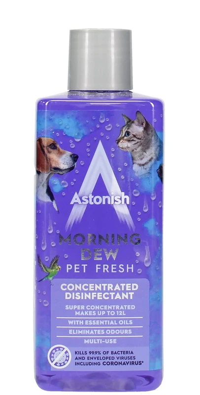 Astonish 3 in 1 Multi-Purpose Super Concentrated Disinfectant with Long Lasting Fragrance, Morning Dew Pet Fresh, 300ml