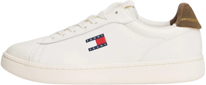 Tommy Jeans Men’s Archive ‘98 Leather Cupsole Trainers, Multicolor (Ivory/Homestead), 6.5