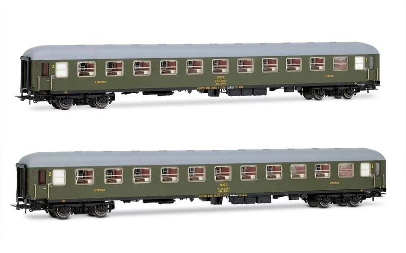 Electrotren HE4036 RENFE, 2-unit pack BBL-8100 couchette coaches, olive green, ep. IV Passenger Coaches