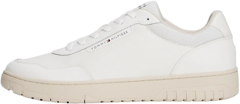 Tommy Hilfiger Men’s Basket Core Low Top Cupsole Trainers, White (Ecru), 6.5
