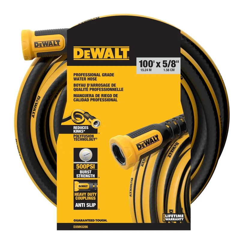 Stanley DXMH3288 DEWALT Professional Grade Heavy-Duty Water Hose 100' x 5/8" Garden, Yellow, Black