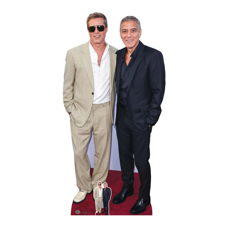 Star Cutouts CS1215 Brad Pitt & George Clooney Lifesize Cardboard Cutout 185cm with Mini – Celebrity Movie Duo Display for Parties & VIP Events