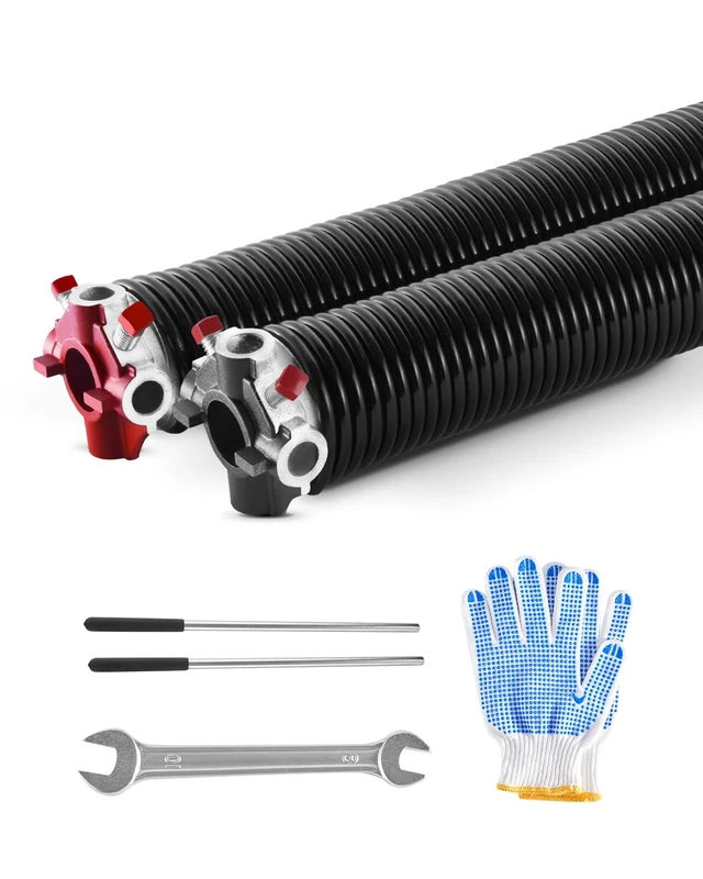 VEVOR Garage Door Torsion Springs, Pair of 0.234 x 2 x 31 in, 16000 Cycles, Electrophoresis Black Coated for Replacement, Garage Door Springs with Non-Slip Winding Bars, Gloves and Mounting Wrench