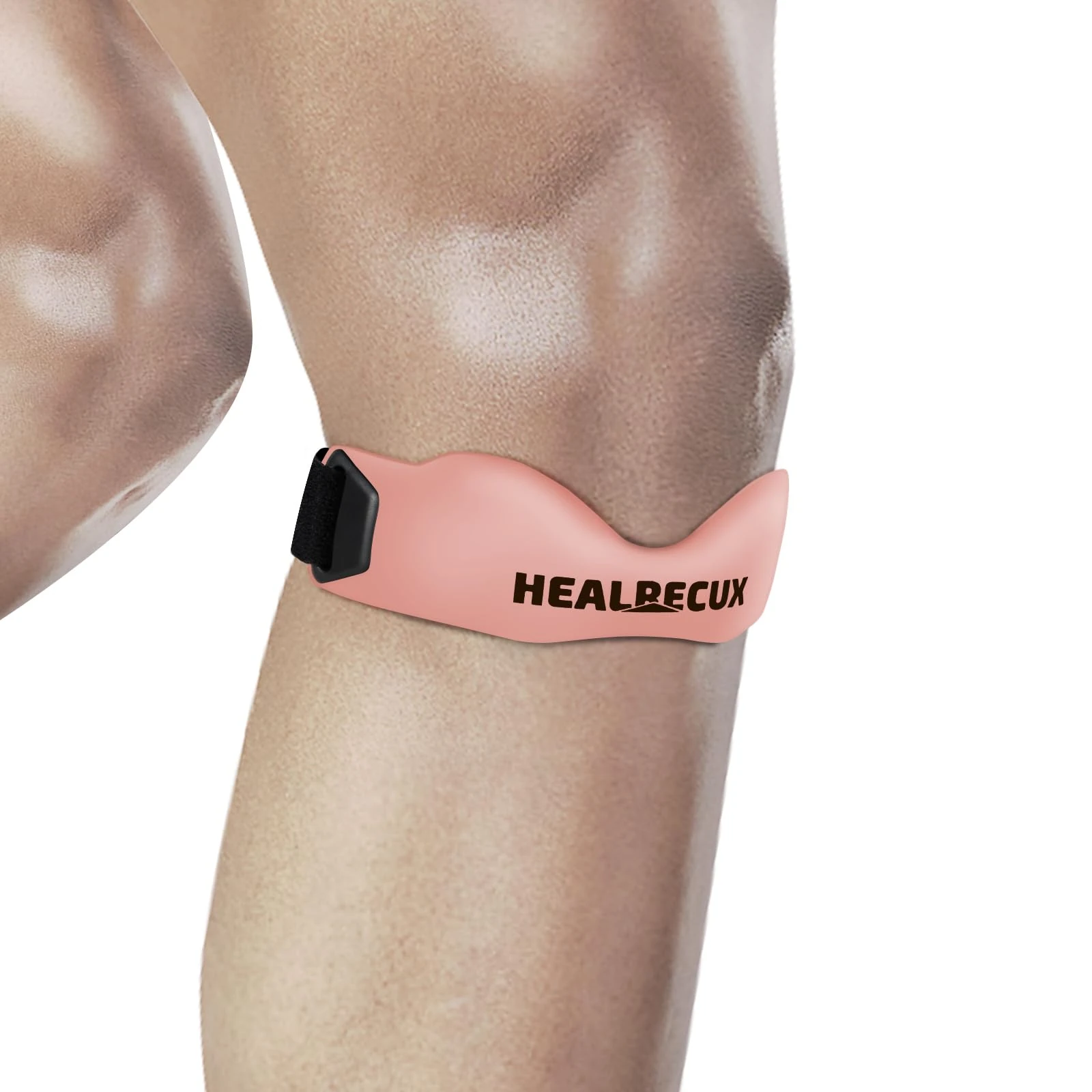 Healrecux Silicone Patellar Tendon Support Strap, Adjustable Non-Slip Patella Band Stabilizer Knee Brace for Jumpers Knee, Tendonitis, Basketball, Volleyball, Squats - Pink